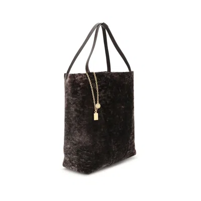 Chloé Large Spin Tote Bag In Soft Women's Shearling In Brown