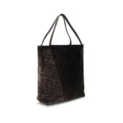 Chloé Large Spin Tote Bag In Soft Women's Shearling In Brown
