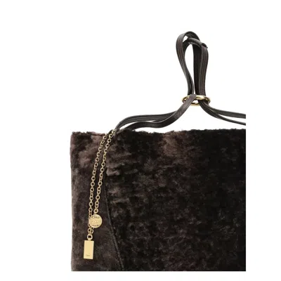 Chloé Large Spin Tote Bag In Soft Women's Shearling In Brown