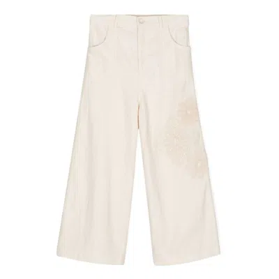 Zimmermann Kids Halliday Floral-applique Trousers In Brown