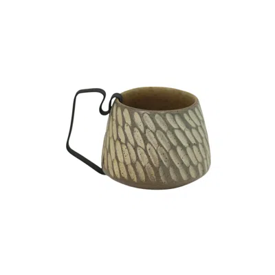 Anatoliacraft Yellow Hic Ceramics Sand Small Cup Recif — Handcrafted Stoneware Espresso Cup In Green