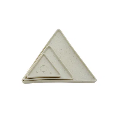 Anatoliacraft Hic Ceramics Set Of Three Snow White Triangle Plate In Neutral
