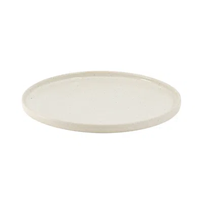 Anatoliacraft Hic Ceramics Medium Snow White Round Plate — Handcrafted Stoneware Serving Plate In White