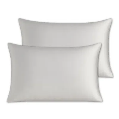 Hi Silk Silver Mulberry Silk Housewife Pillowcase Set Of Two - Twenty Five Momme In White