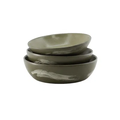 Anatoliacraft Green Hic Ceramics Set Of Three Sand Small Bowl In Green