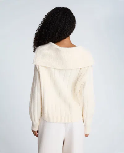 Kenneth Cole V-neck Wide Rib Polo Sweater In Neutral