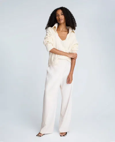 Kenneth Cole V-neck Wide Rib Polo Sweater In Neutral