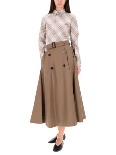 Burberry "brenda" Midi Skirt In Brown