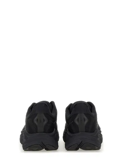 Hoka All-black Breathable Mesh Sneakers With Cushioned Rubber Sole In Black