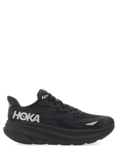 Hoka Streamlined Black Sneakers With Cushioned Sole And Reflective Details In Black