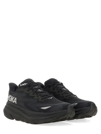 Hoka Streamlined Black Sneakers With Cushioned Sole And Reflective Details In Black