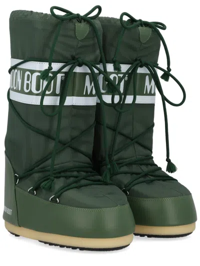 Moon Boot Olive Green Fabric Icon Boots In Green
