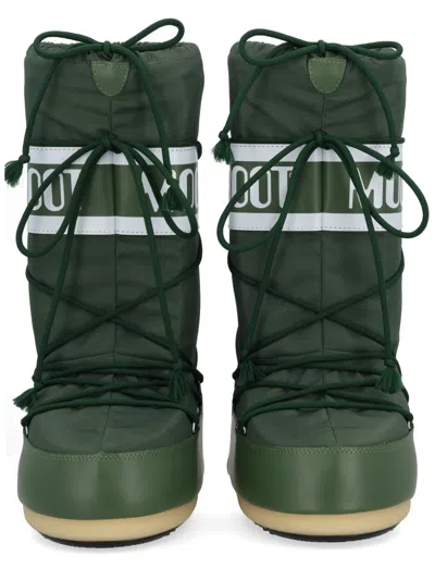 Moon Boot Olive Green Fabric Icon Boots In Green