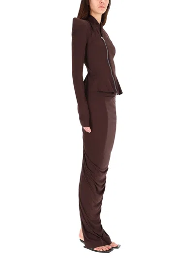 Rick Owens Modern Fitted Jacket Asymmetric Zip In Brown