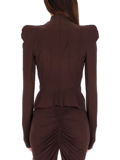 Rick Owens Modern Fitted Jacket Asymmetric Zip In Brown