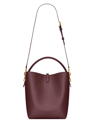 Saint Laurent Le 37 Ysl Bucket Bag In Smooth Leather In Burgundy