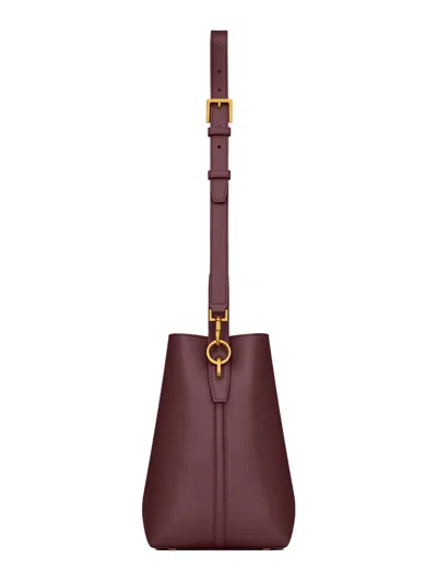 Saint Laurent Le 37 Ysl Bucket Bag In Smooth Leather In Burgundy