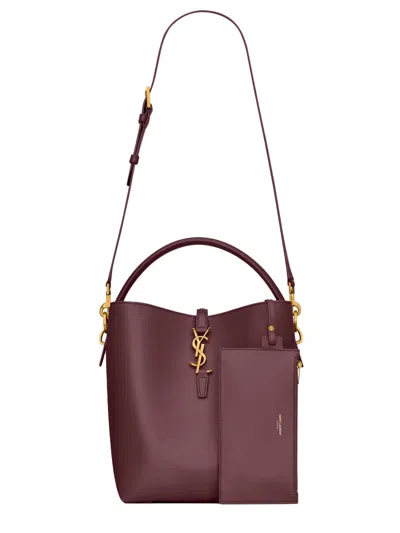 Saint Laurent Le 37 Ysl Bucket Bag In Smooth Leather In Burgundy