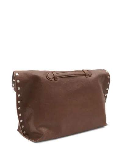 Zanellato Medium Leather Tote Bag With Metal Accents