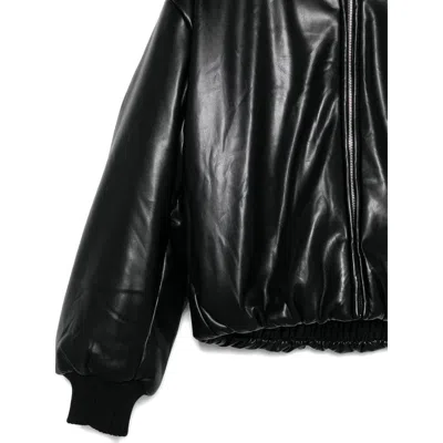 Acne Studios Hooded Faux Leather Jacket A90654le R In Black