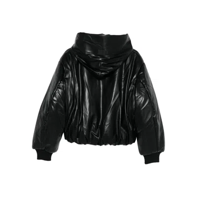 Acne Studios Hooded Faux Leather Jacket A90654le R In Black