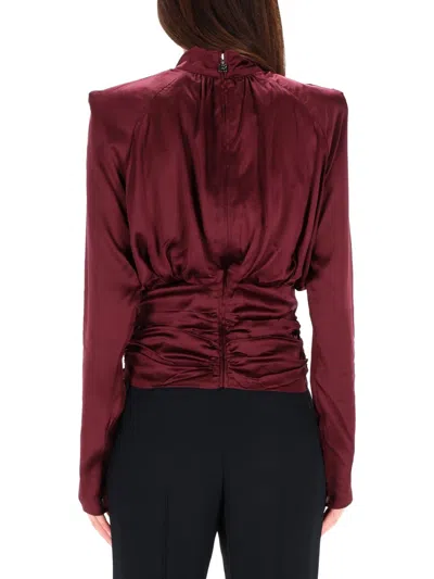 Rotate Birger Christensen Bordeaux Long-sleeved Top In Burgundy