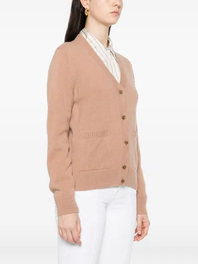 Maison Kitsuné Baby Fox Wool Cardigan In Nude
