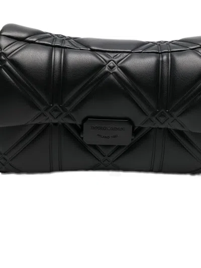Emporio Armani Quilted Chain Clutch Bag In Black