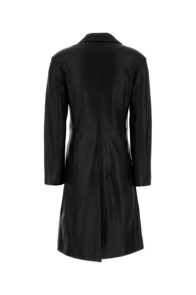 Balenciaga Tailored Leather Coat Featuring Notched Lapels In Black