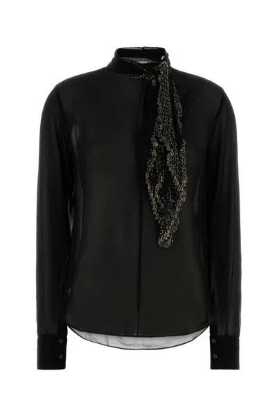 Isabel Marant Elaura Blouse With Scarf Detail And Cuffs In Black