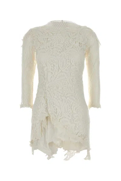 Isabel Marant Rubiana Lace Dress Asymmetric Hem In Neutral