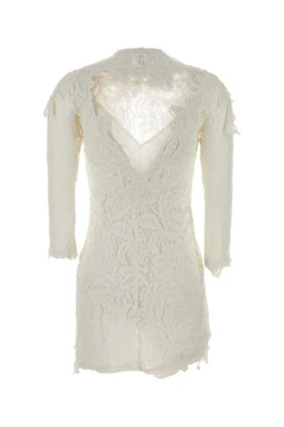 Isabel Marant Rubiana Lace Dress Asymmetric Hem In Neutral