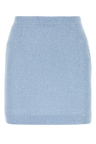 Alessandra Rich High-waisted Tweed Mini Skirt With Sparkling Finish In Blue
