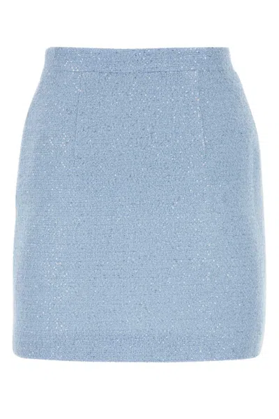 Alessandra Rich High-waisted Tweed Mini Skirt With Sparkling Finish In Blue