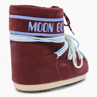 Moon Boot Icon Low Suede Laces Ankle Boots In Burgundy