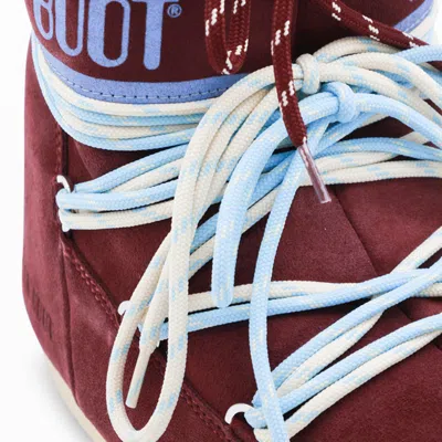 Moon Boot Icon Low Suede Laces Ankle Boots In Burgundy