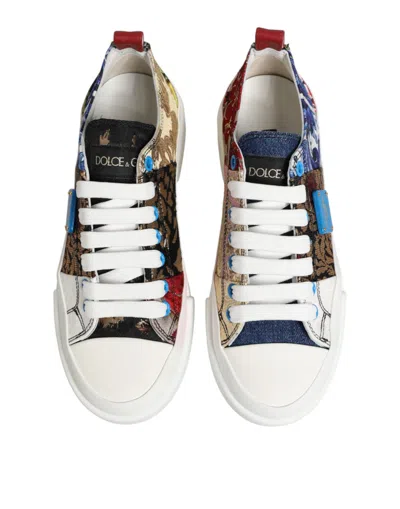 Dolce & Gabbana Multicolor Patchwork Low Top Sneakers Women's Shoes In Multi