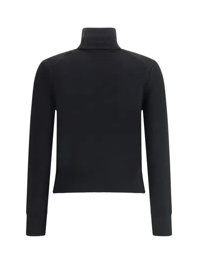 Ami Alexandre Mattiussi Cropped Turtleneck Sweater With Fitted Silhouette In Black