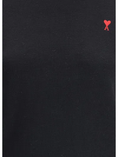 Ami Alexandre Mattiussi Cropped Turtleneck Sweater With Fitted Silhouette In Black