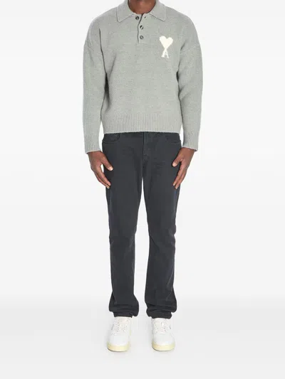 Ami Alexandre Mattiussi Ami Paris Ami Paris De Coeur Wool Polo Shirt In Multi