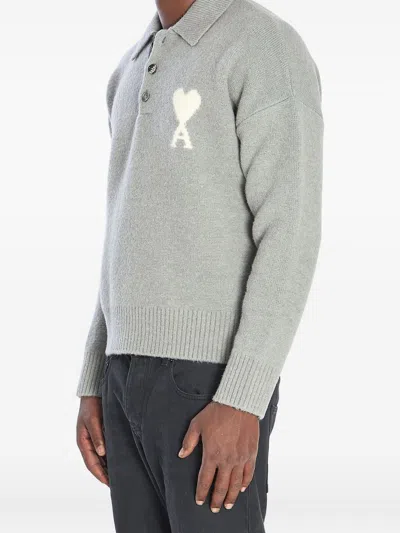 Ami Alexandre Mattiussi Ami Paris Ami Paris De Coeur Wool Polo Shirt In Multi
