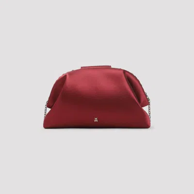 Amina Muaddi Camelia Crystal-buckle Clutch Bag In Red