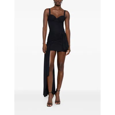 Balenciaga Black Draped Mini Dress In Jersey In Black