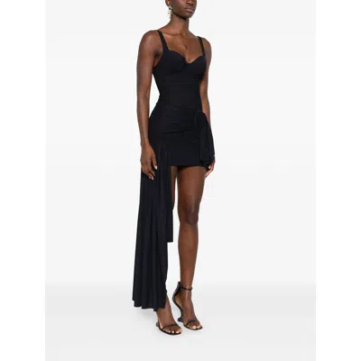 Balenciaga Black Draped Mini Dress In Jersey In Black