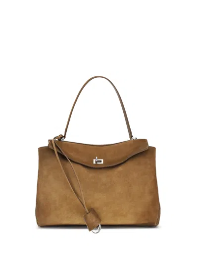 Balenciaga Medium Rodeo Suede Tote Bag In Brown