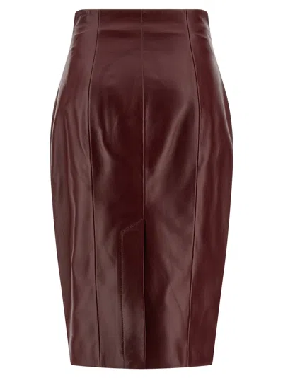 Balmain Front Zip Skirt Skirts Bordeaux In Brown