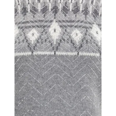 Ermanno Scervino Fair Isle-knit Short-sleeved Top In Gray