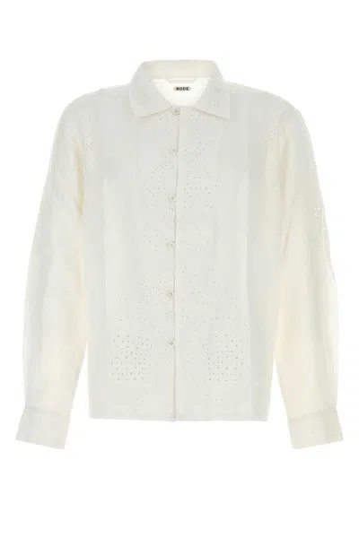 Bode Men White Linen Belvoir Shirt In White