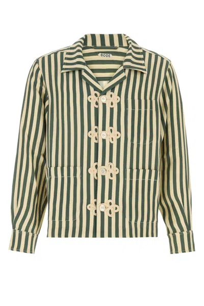 Bode Men Printed Silk Trillium Shirt In Green