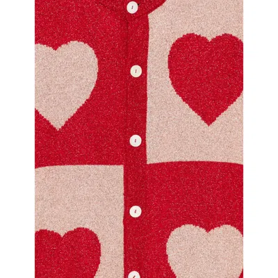 Bode Long-sleeved Knitted Cardigan In Red